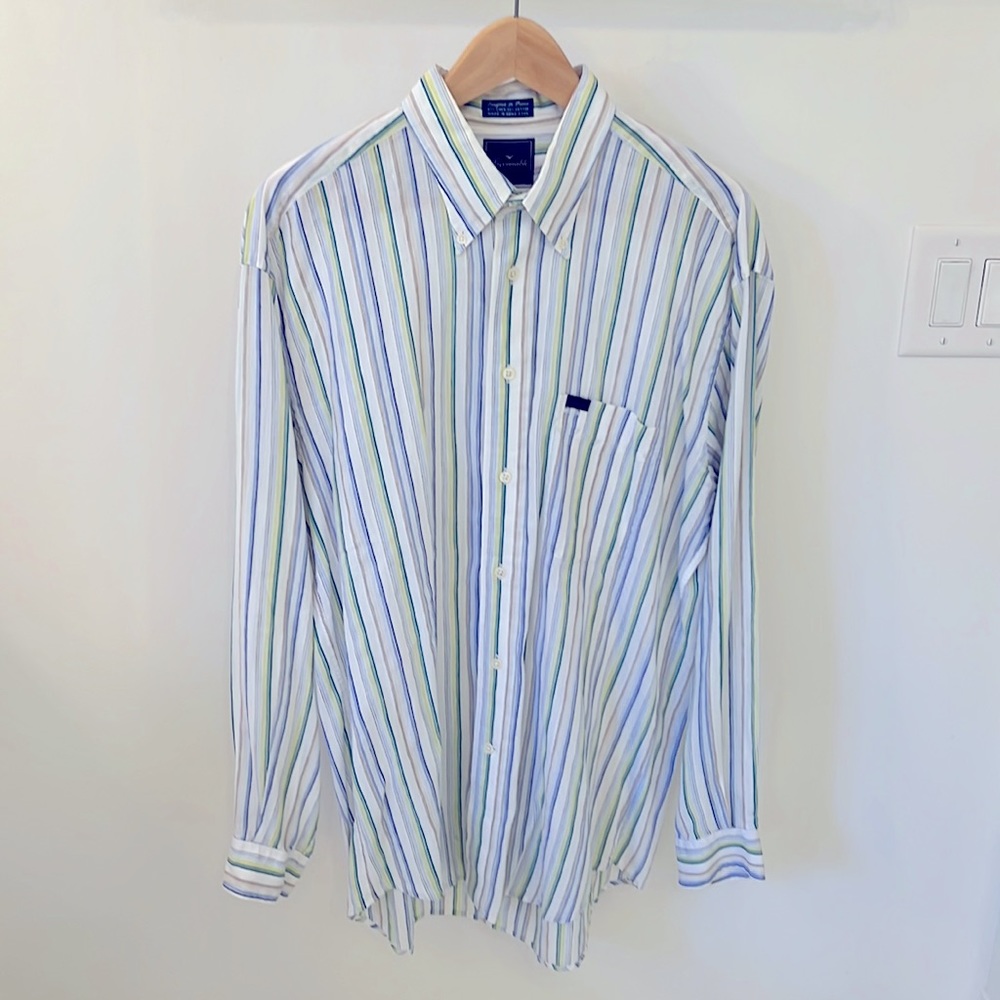 Faconnable Linen white and striped Man's Shirt